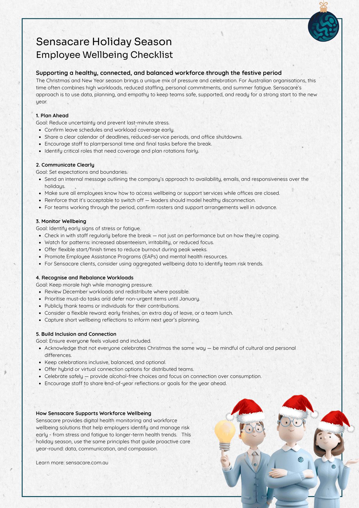 Employee Wellbeing Checklist for Holiday Season
